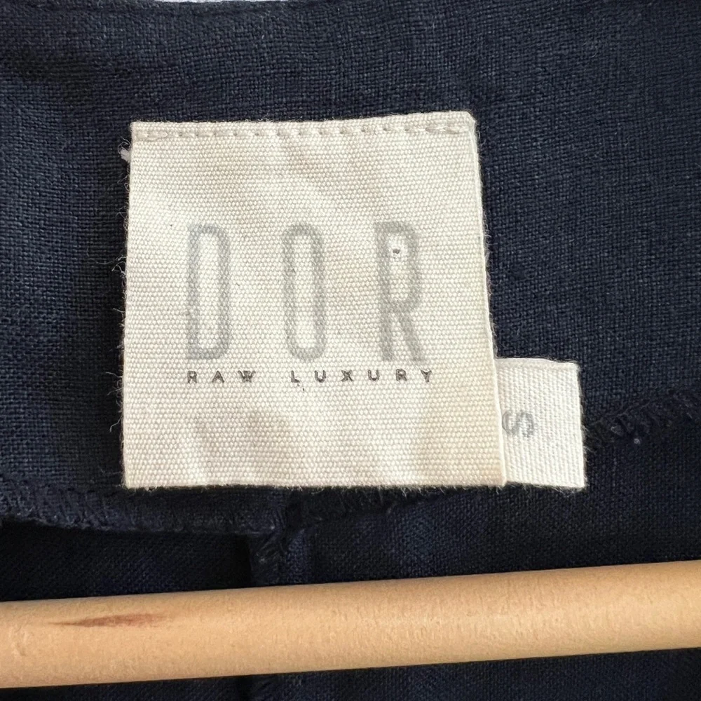 DOR Raw Small Luxury Linen Navy Blue Wide Leg Maggiore Lake Resort Jumpsuit - Picture 7 of 13